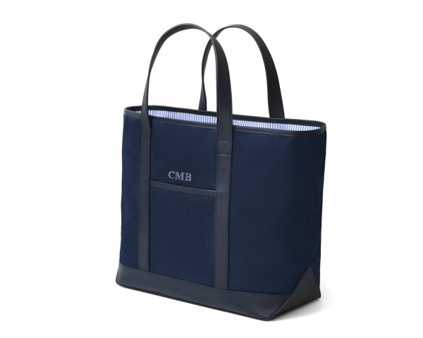 The Treadwell Tote: Navy Ballistic - Slate Blue Embroidery For Sale - Image 2