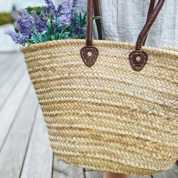 French Market Basket - Straw Bag on Sale - Image 2
